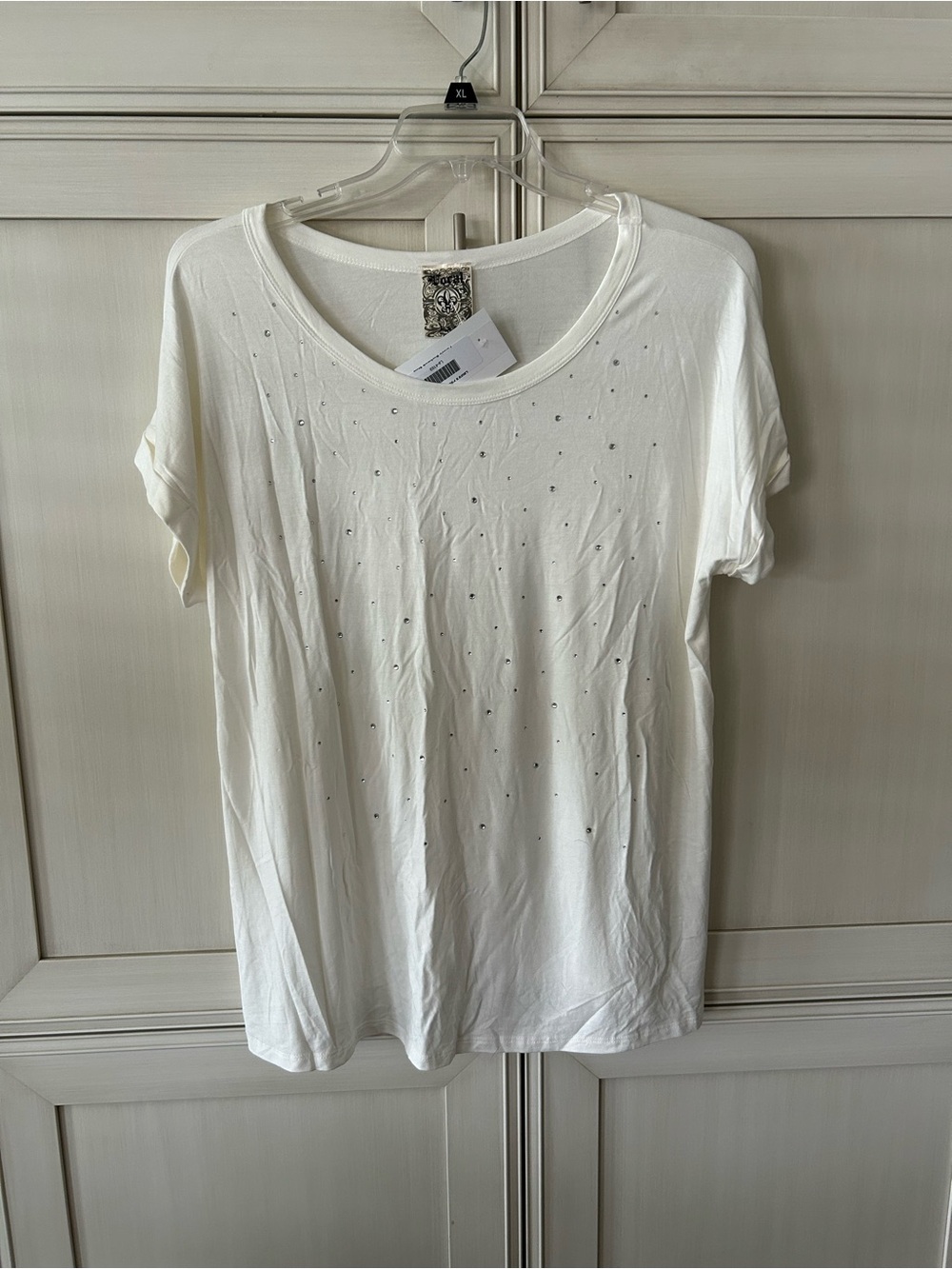 Vocal White Short Sleeve Rhinestone Tee